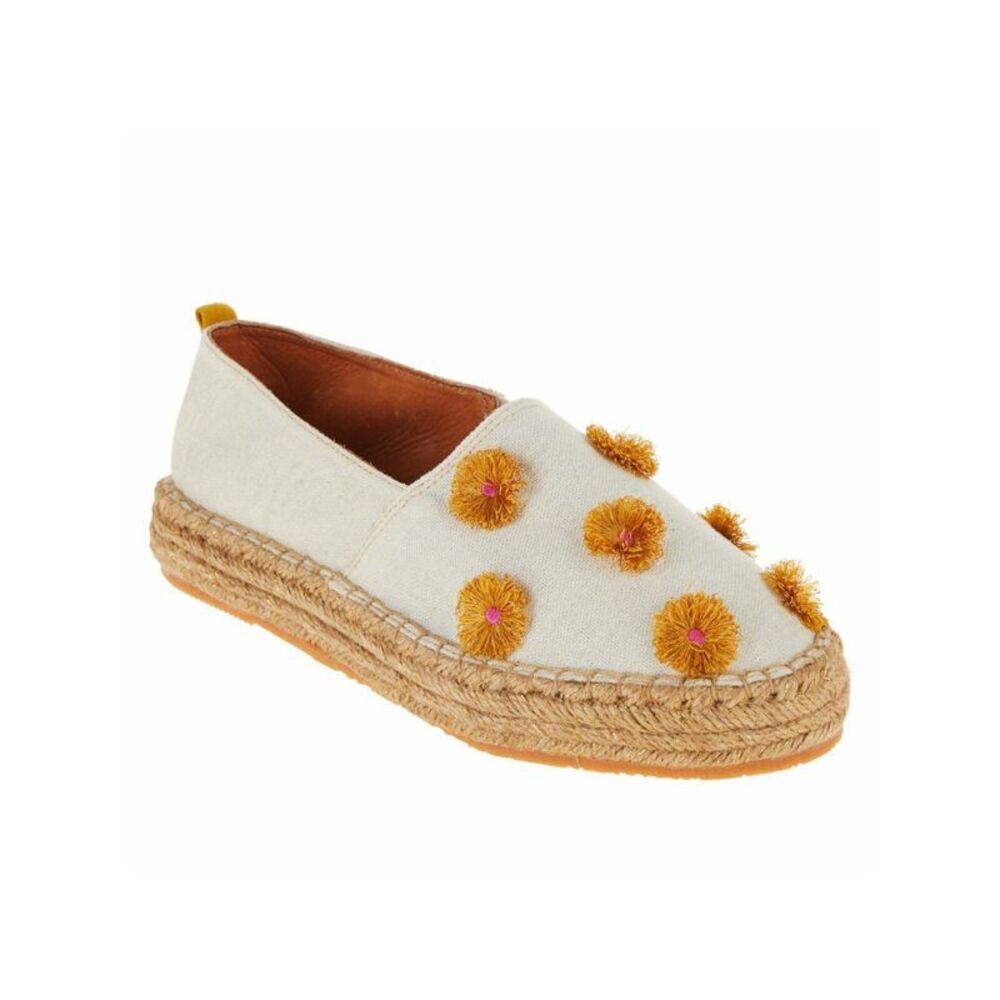 NWT SILVIA COBOS Womens Beige Handmade Sol Platform Slip On Espadrille Shoes 11